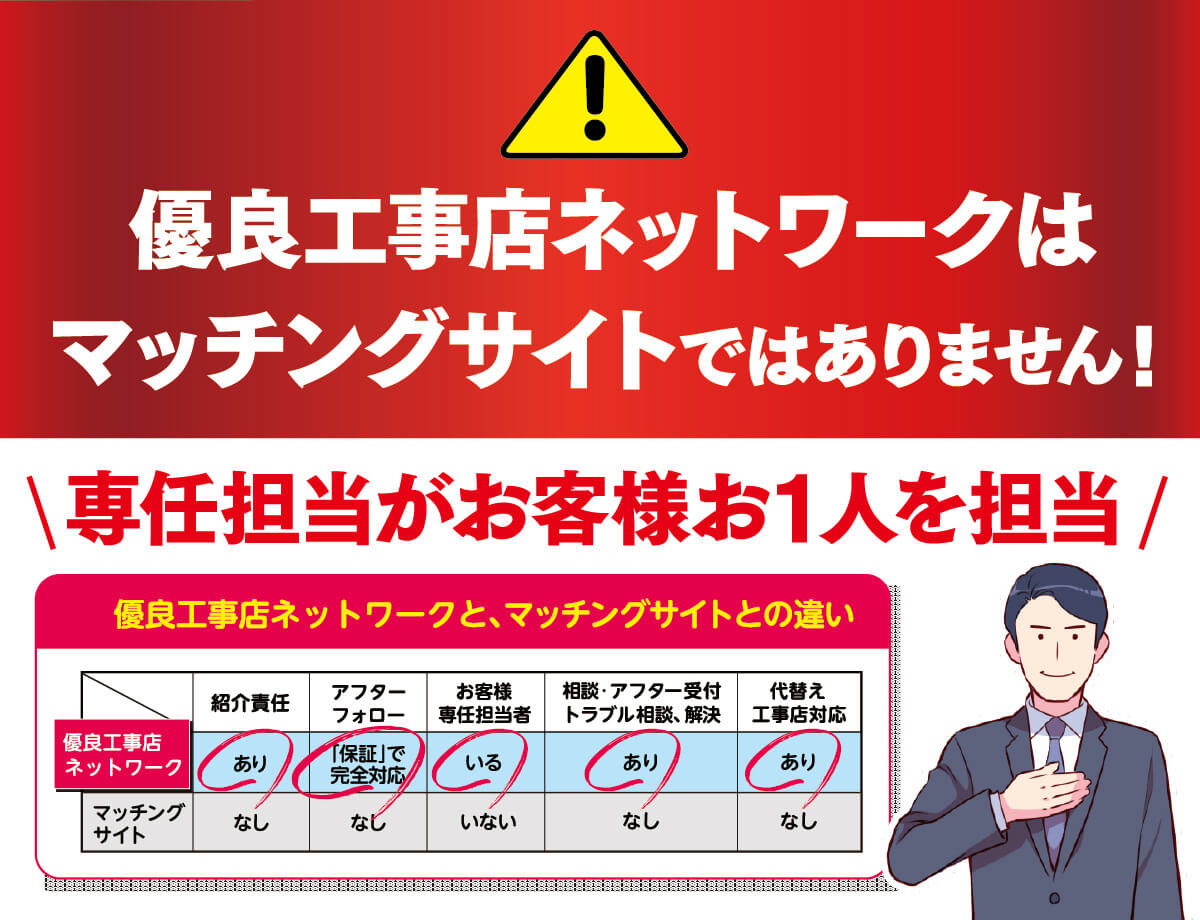 優良工事店ネットワークはマッチングサイトではありません！