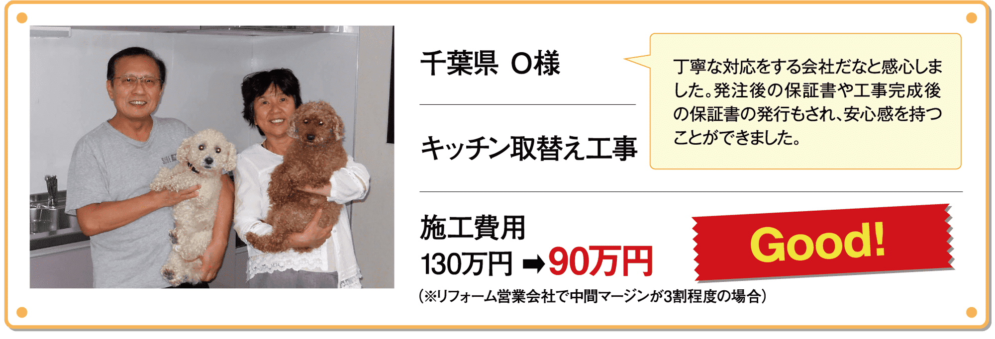 千葉県 Ｏ様 キッチン取替え工事　施工費用130万円→90万円